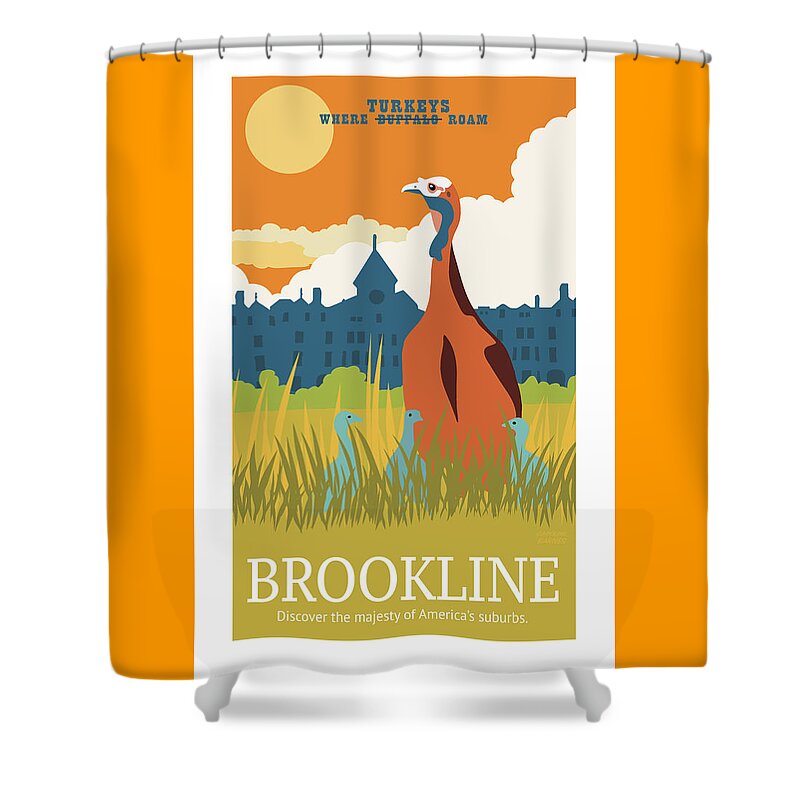 Brookline Shower Curtain featuring the digital art Where the Turkeys Roam by Caroline Barnes