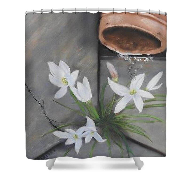 Flower Shower Curtain featuring the pastel Where There's Hope by Carol Corliss