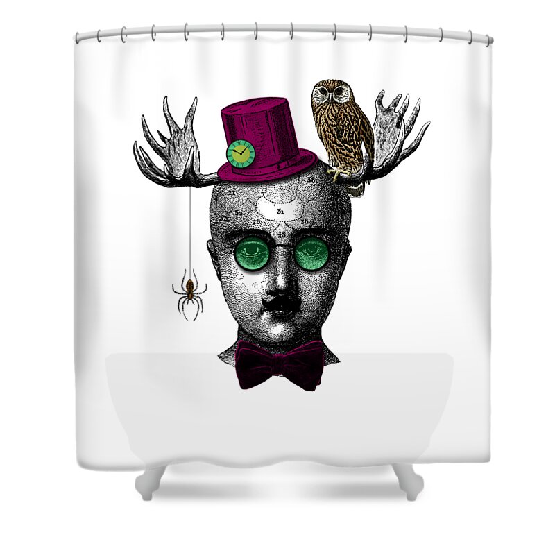 Wizard Shower Curtain featuring the digital art Whimsical fantasy man by Madame Memento