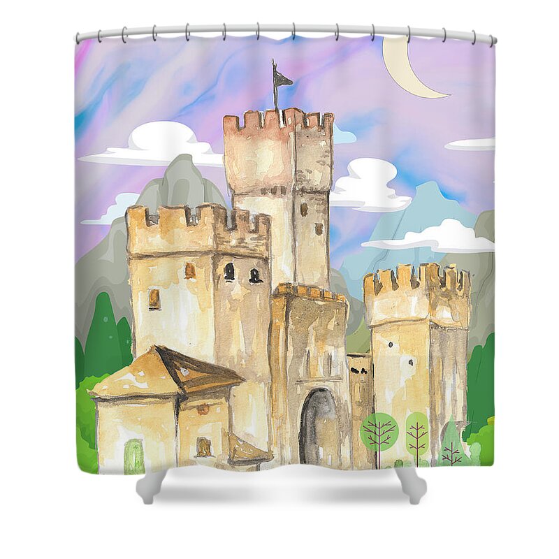 Castle Shower Curtain featuring the digital art Whimsy by Hank Gray