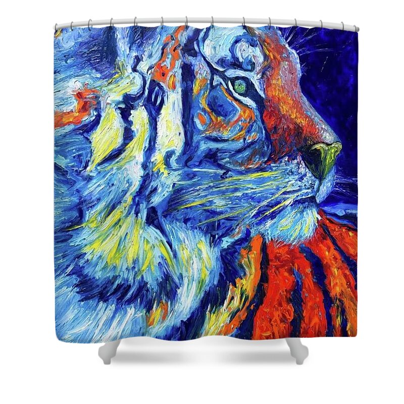  Shower Curtain featuring the painting Whiskers 2 by Chiara Magni