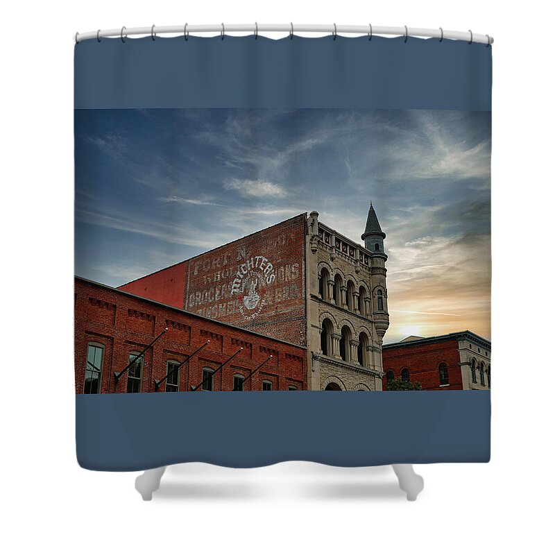 Dramatic Sky Shower Curtain featuring the photograph Whiskey Row by Scott Burd
