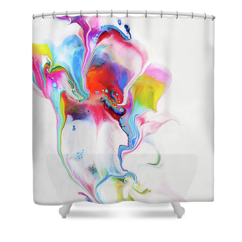 Colorful Shower Curtain featuring the painting Whistle by Deborah Erlandson