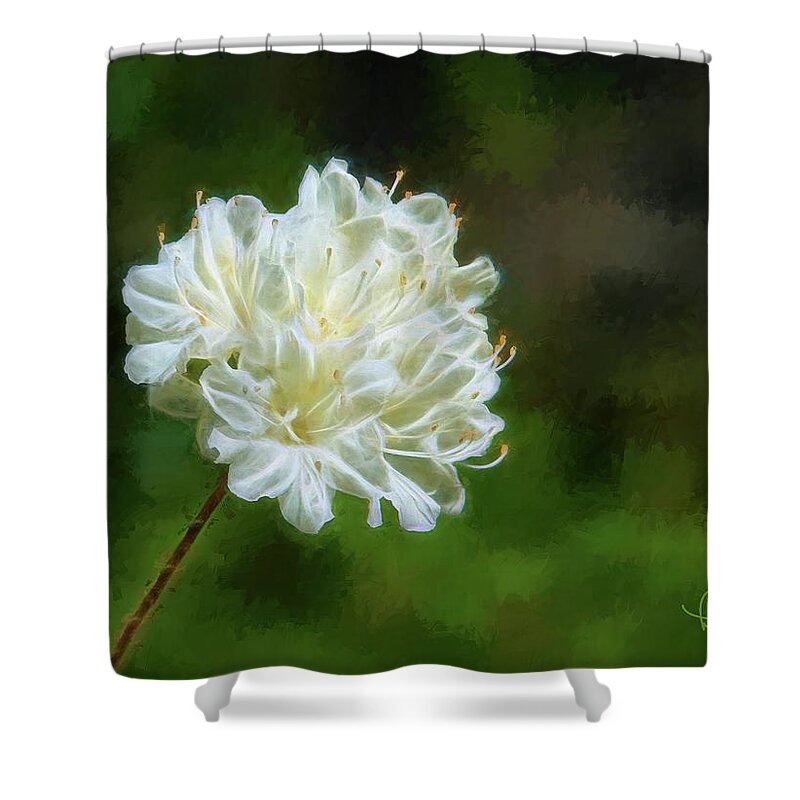 Flower Shower Curtain featuring the digital art White Azalea by Ludwig Keck
