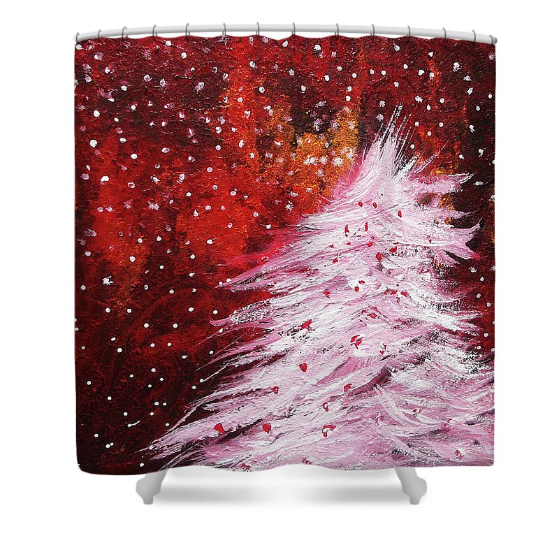 Winter Shower Curtain featuring the painting White Christmas Tree by Melinda Firestone-White