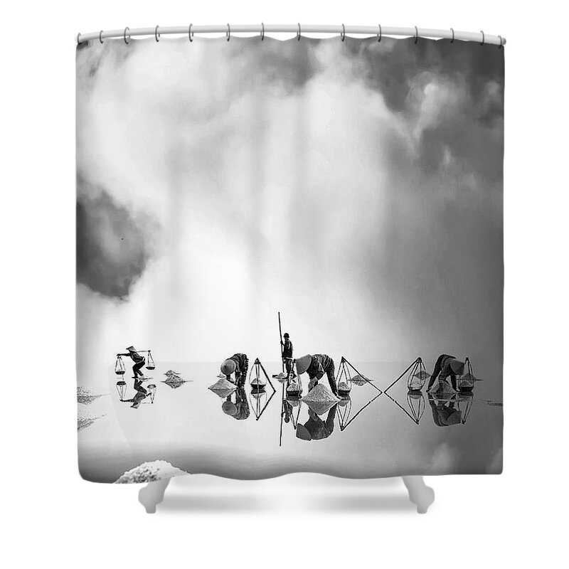 Salt Field Shower Curtain featuring the photograph White gold V by Sofie Conte