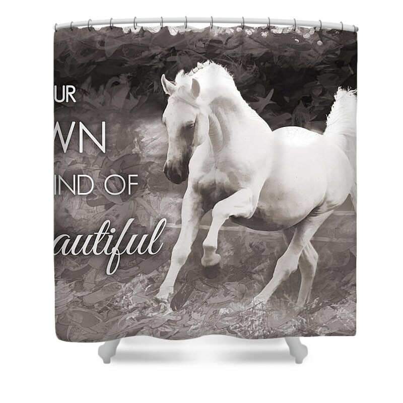 White Horse Shower Curtain featuring the digital art White Horse Beautiful by Steve Ladner