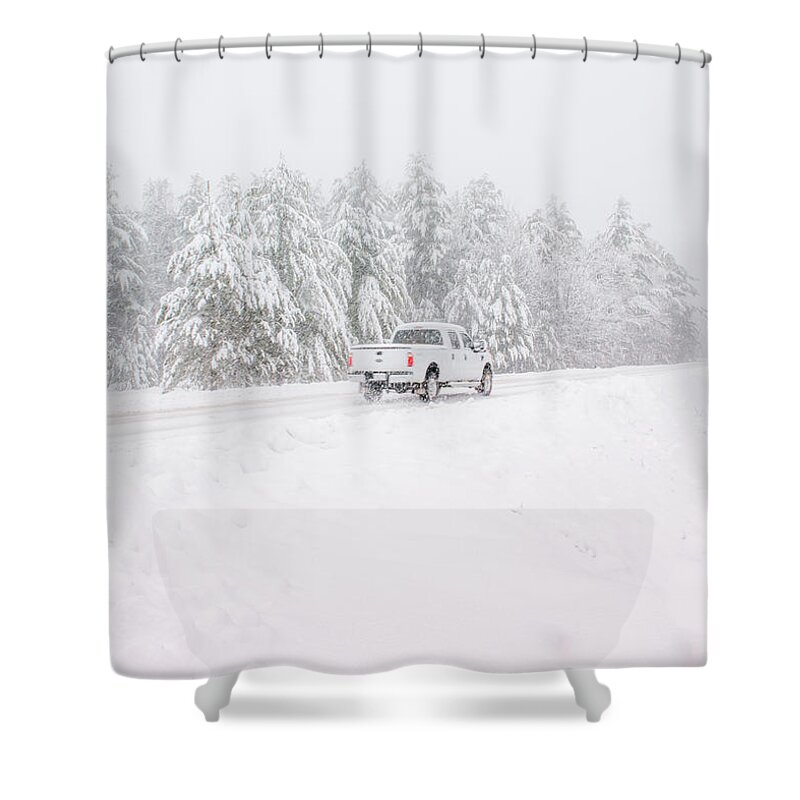 White Shower Curtain featuring the mixed media White by Moira Law
