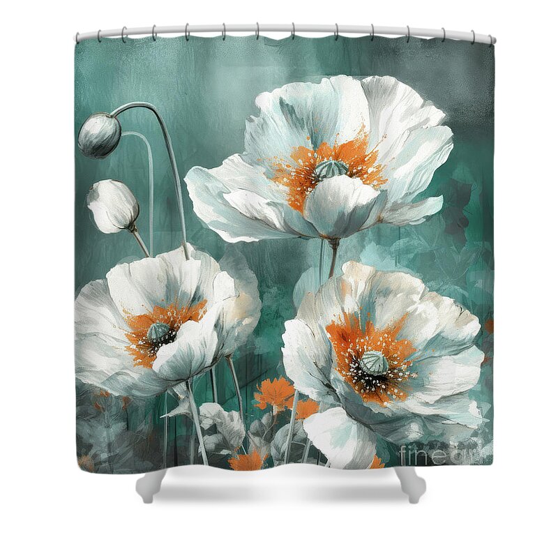 White Poppy Shower Curtain featuring the painting White Poppies by Tina LeCour