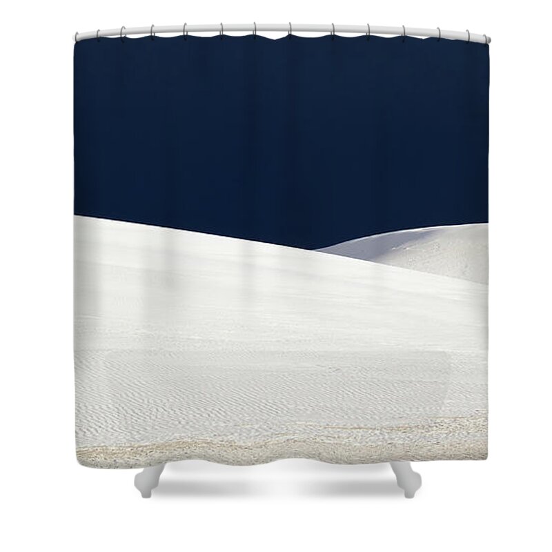 Landscapes Shower Curtain featuring the photograph White Sands Dark Sky by Mary Lee Dereske