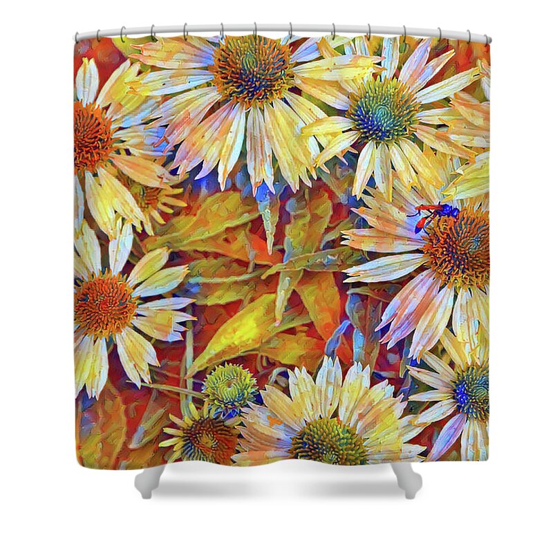 White Shower Curtain featuring the painting White summer flowers by Patricia Piotrak