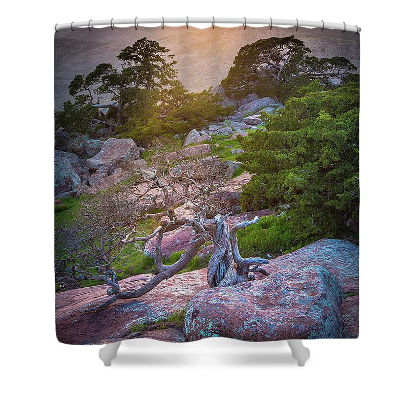 America Shower Curtain featuring the photograph Wichita Mountains Sunset by Inge Johnsson