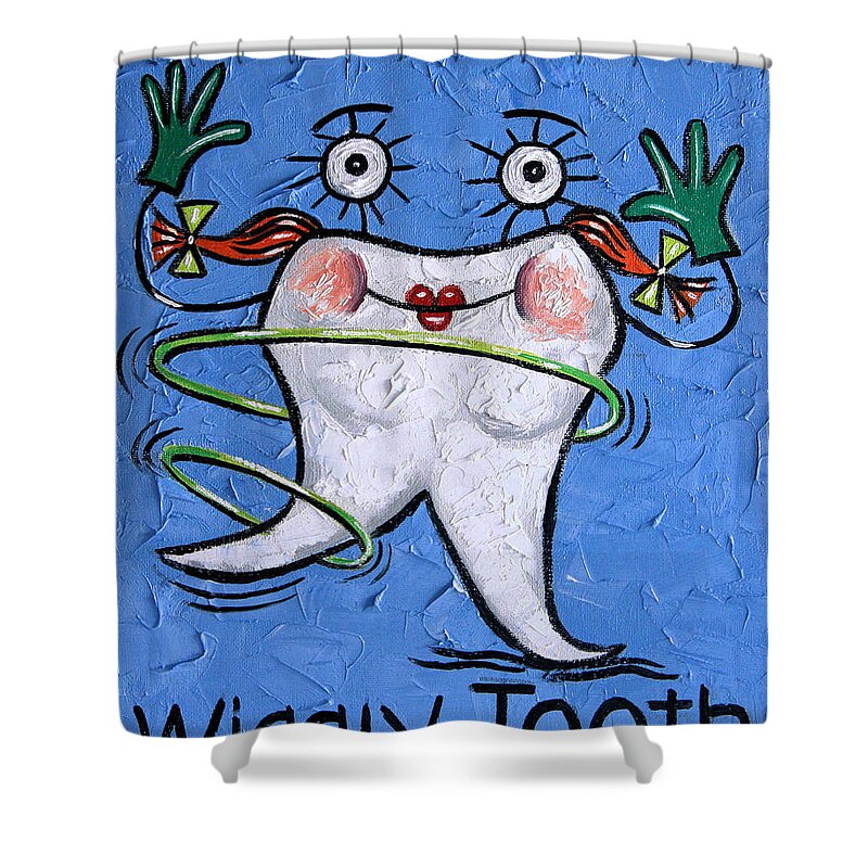Wiggly Tooth Shower Curtain featuring the painting Wiggly Tooth by Anthony Falbo