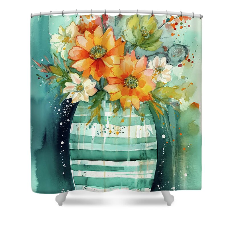 Daisy Flowers Shower Curtain featuring the painting Wild Daisy Flowers by Tina LeCour