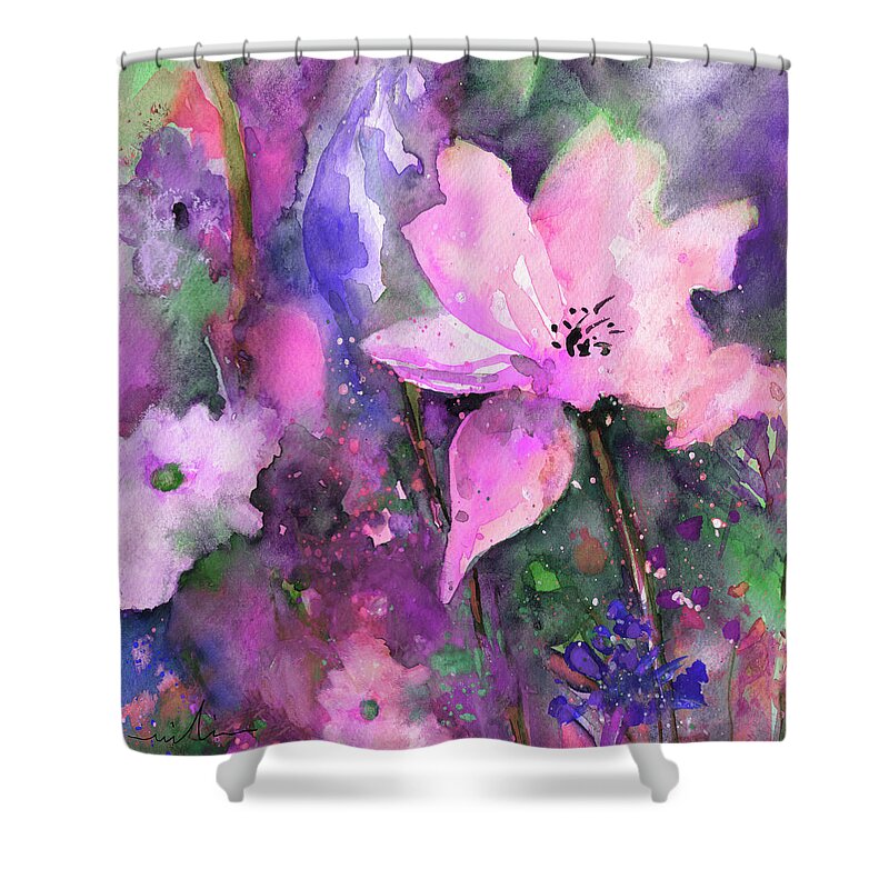Flowers Shower Curtain featuring the painting Wild Flowers 17 by Miki De Goodaboom