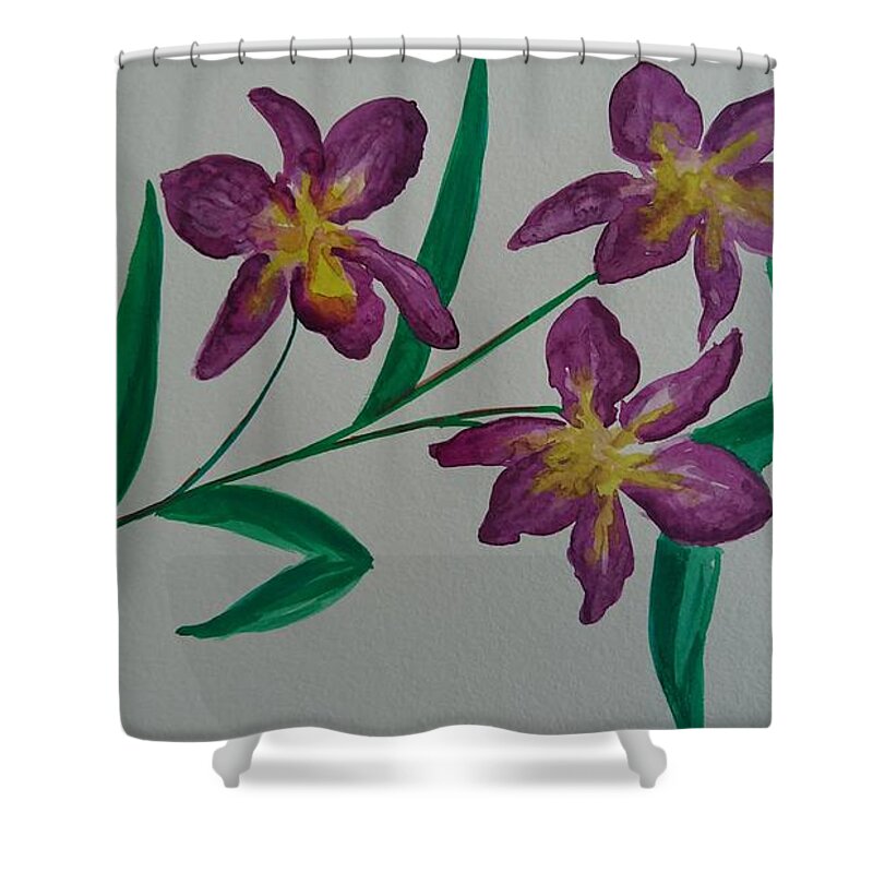 Orchids Shower Curtain featuring the painting Wild orchids by Faa shie