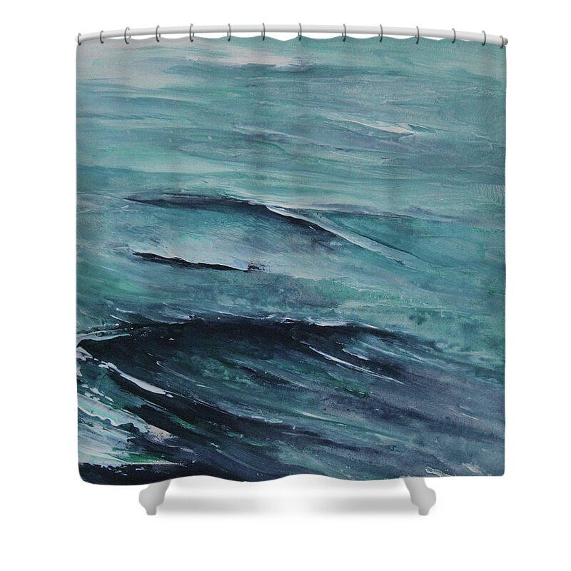 Seascape Shower Curtain featuring the painting Wild Sea II by Jane See