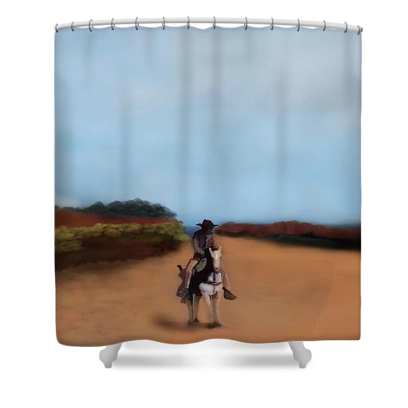 Cowboy Shower Curtain featuring the digital art Wild West by Julie Grimshaw