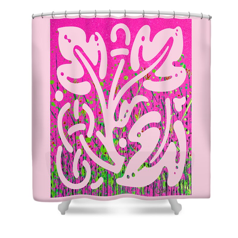 Wildflower Shower Curtain featuring the painting Wildflower Abstract 308 in Pink by Corinne Carroll