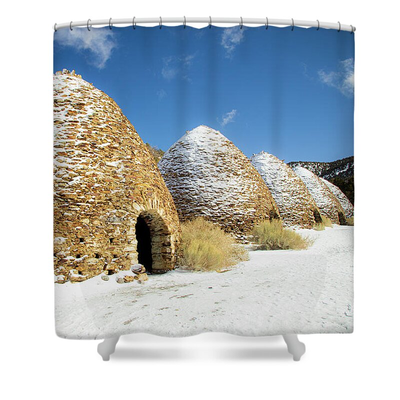 Abandoned Shower Curtain featuring the photograph Wildrose Charcoal Kilns by Mike Lee