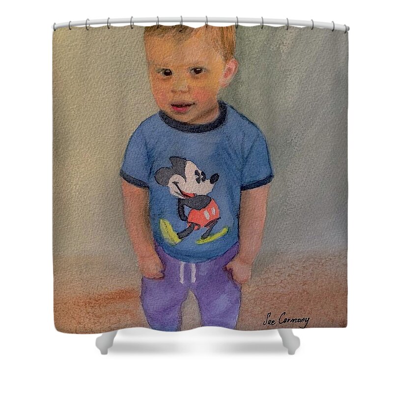 Child Shower Curtain featuring the painting Will by Sue Carmony
