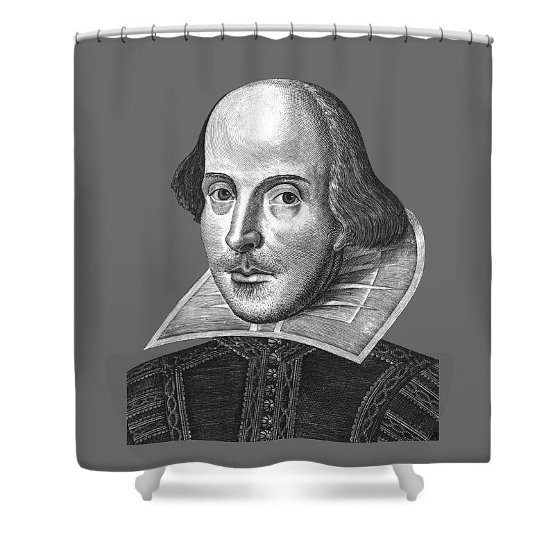 Shakespeare Shower Curtain featuring the mixed media William Shakespeare Gifts by Madame Memento