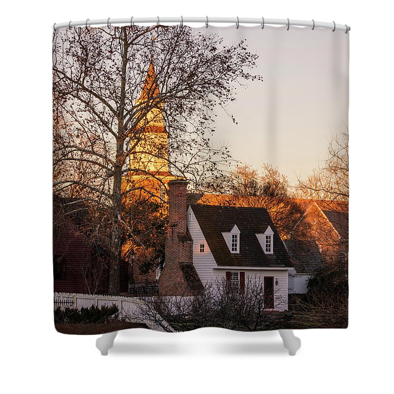 Colonial Williamsburg Shower Curtain featuring the photograph Williamsburg Sunset by Rachel Morrison