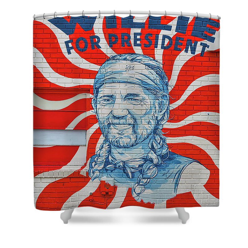 Willie For President Mural Shower Curtain featuring the photograph Willie For President Mural by Bee Creek Photography - Tod and Cynthia