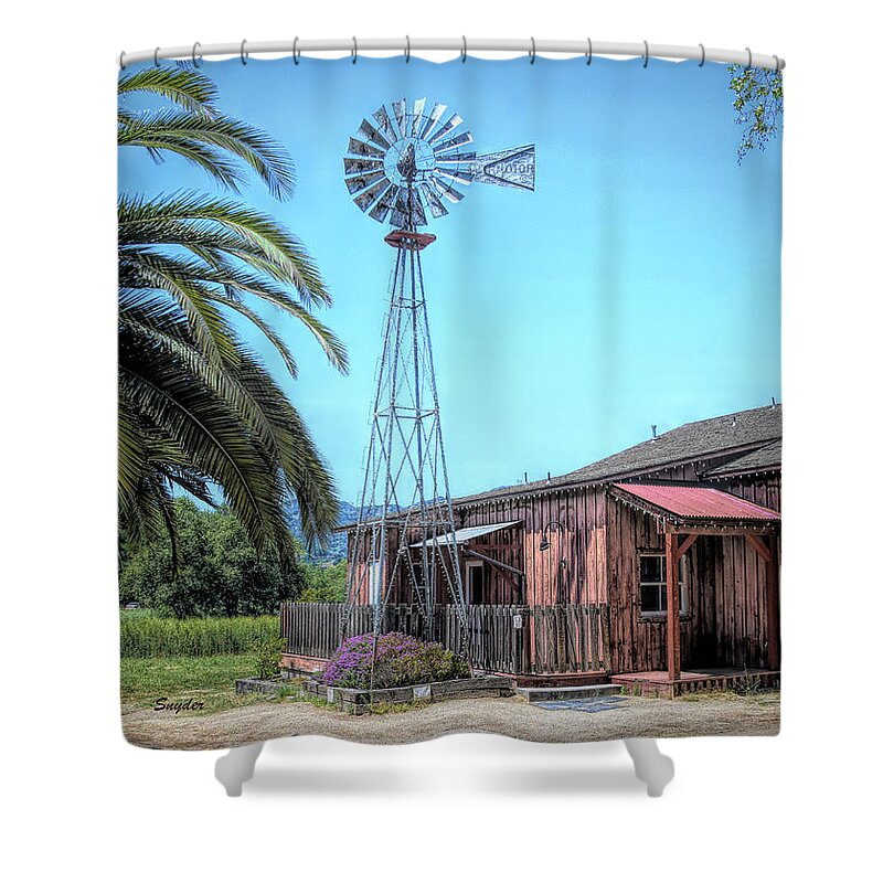 Wind Mill Shower Curtain featuring the photograph Windmill at the Old Homestead by Barbara Snyder