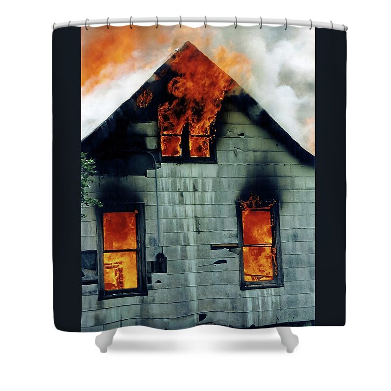 Windows Aflame Shower Curtain featuring the photograph Windows Aflame by Jennifer Robin