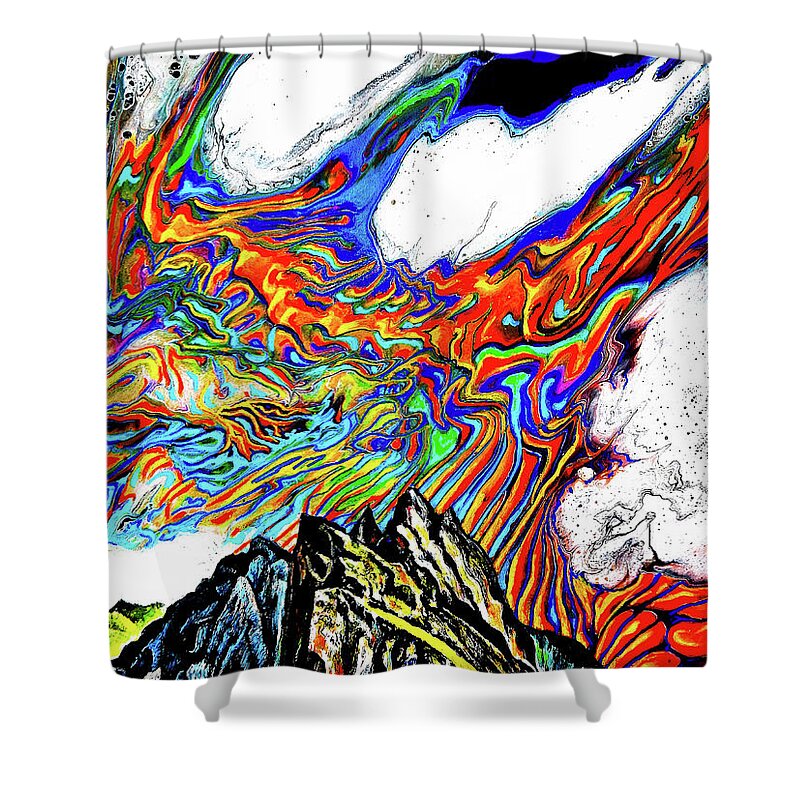 Abstract Shower Curtain featuring the painting Windy Day by Dmitri Ivnitski
