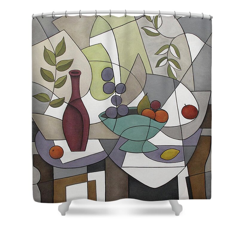 Still Life Shower Curtain featuring the painting Wine and Fruit by Trish Toro
