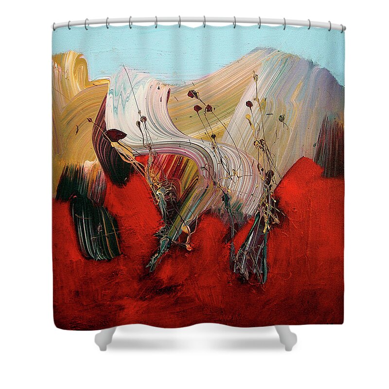 Abstract Shower Curtain featuring the painting Winescape by Jim Stallings