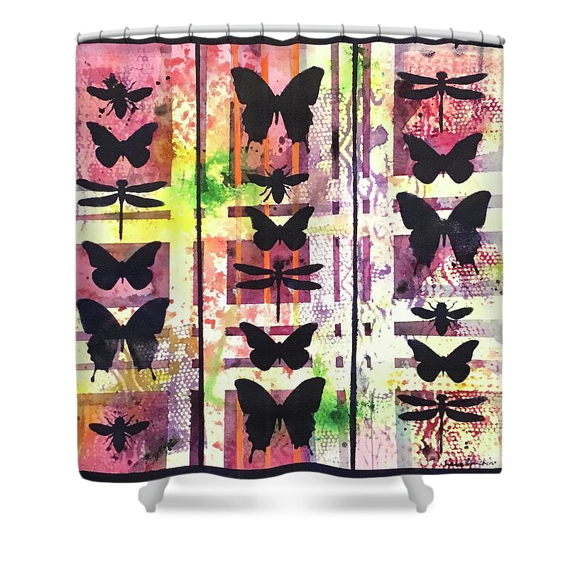 Butterfly Shower Curtain featuring the painting Winged Creatures I by Liana Yarckin