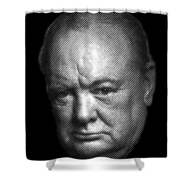 Churchill Shower Curtain featuring the digital art Winston Churchill portrait by Cu Biz