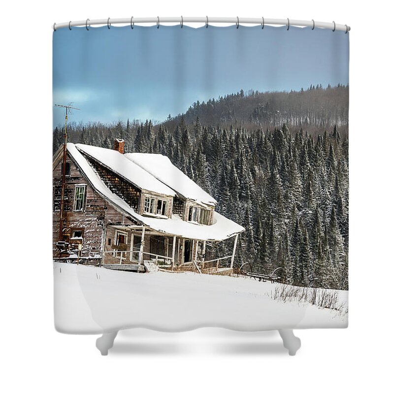 America Shower Curtain featuring the photograph Winter At The Old Farm House Horizontal - Pittsburg, NH by John Rowe