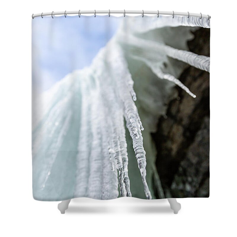 Winter Shower Curtain featuring the photograph Winter At The Waterfall by Andreas Levi