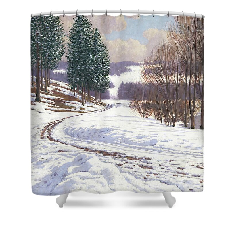 Abstract Realist Landscape Shower Curtains