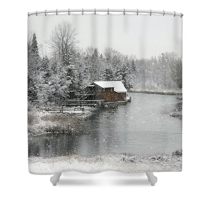 Usa Shower Curtain featuring the photograph Winter Day on Crooked River by Robert Carter