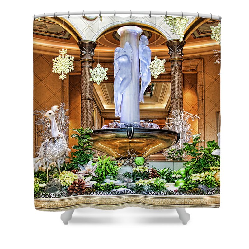 Winter Decorations Shower Curtain featuring the photograph Winter decorations at the Palazzo Las Vegas by Tatiana Travelways