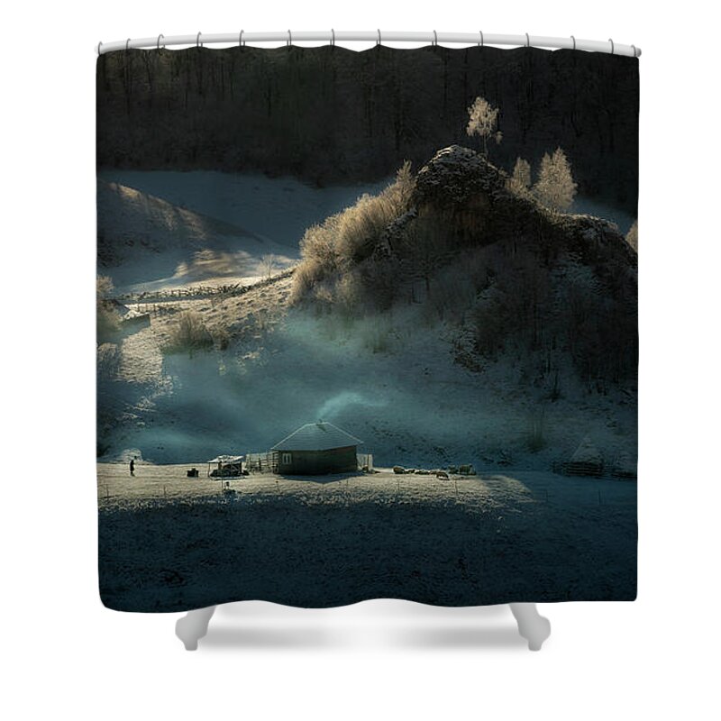 Romania Shower Curtain featuring the photograph Winter in Transilvania by Piotr Skrzypiec