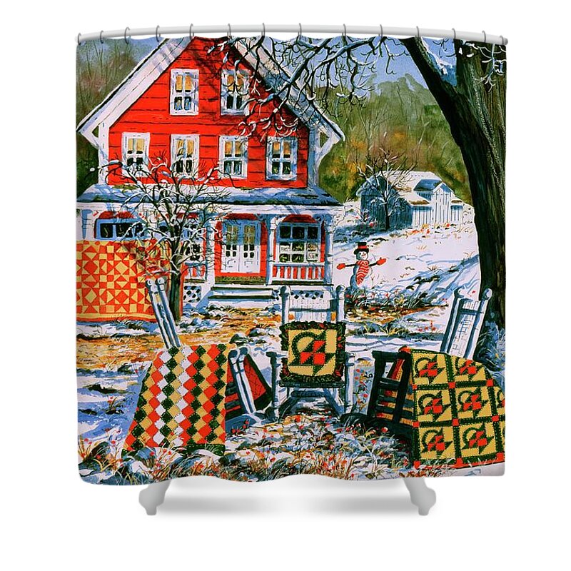 Winter Shower Curtain featuring the painting Winter Joy by Diane Phalen