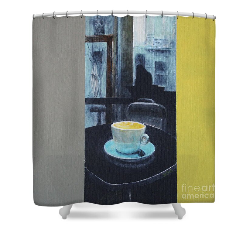 Coffee Art Shower Curtain featuring the painting Winter Morning Cuppa by Jane See