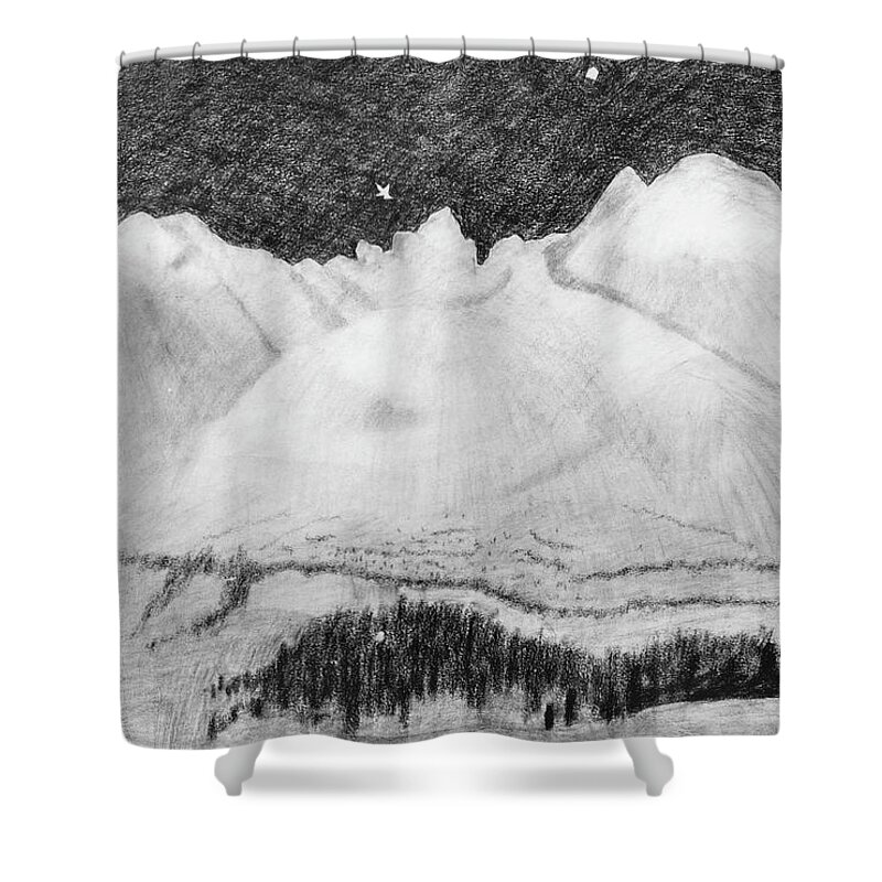 Harald Sohlberg Shower Curtain featuring the painting Winter night in Rondane by O Vaering by Harald Sohlberg