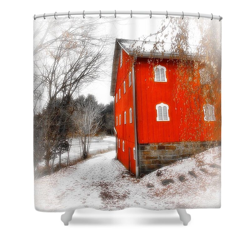 Barn Shower Curtain featuring the photograph Winter Ohio Barn by Mary Walchuck