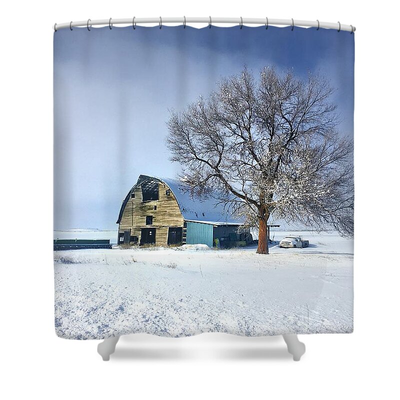 Winter Shower Curtain featuring the photograph Winter on the Farm by Jerry Abbott