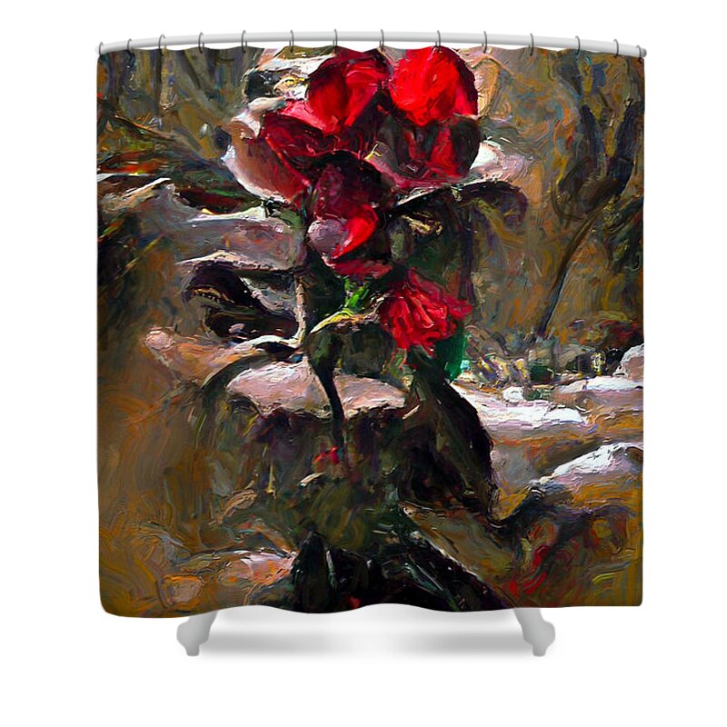  Shower Curtain featuring the digital art Winter Rose by Rein Nomm