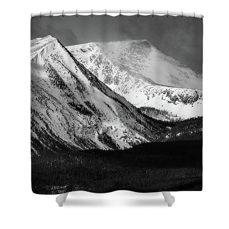 Black And White Shower Curtain featuring the photograph Winter Valley by Seth Betterly