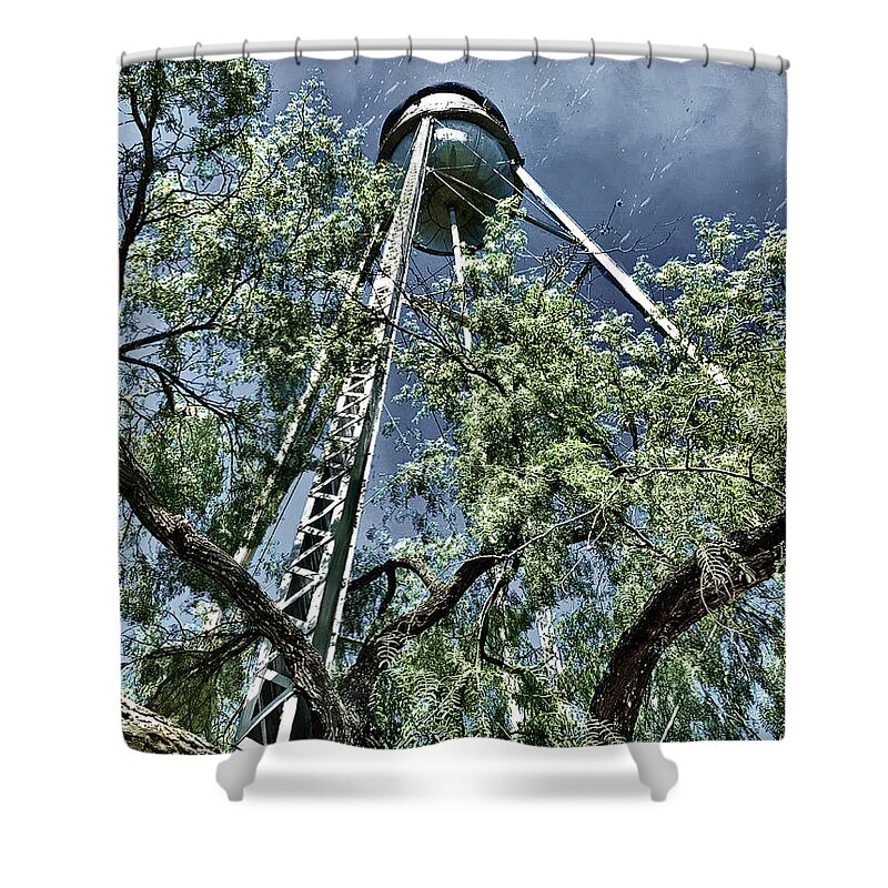 Water Shower Curtain featuring the photograph Winter Water Tower by GW Mireles