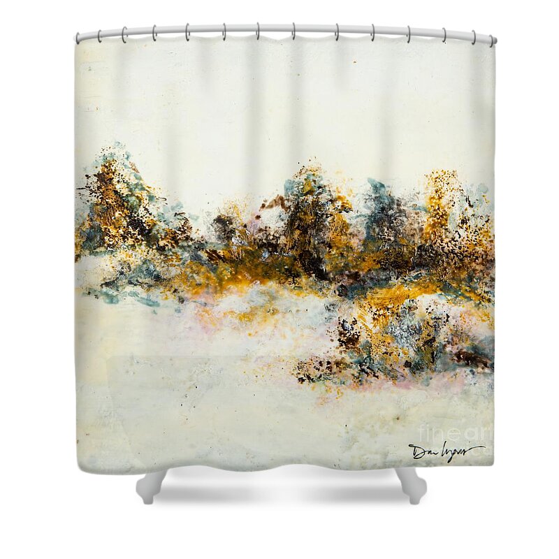 Abstract Shower Curtain featuring the digital art Winter Wonder II - Colorful Abstract Contemporary Acrylic Painting by Sambel Pedes